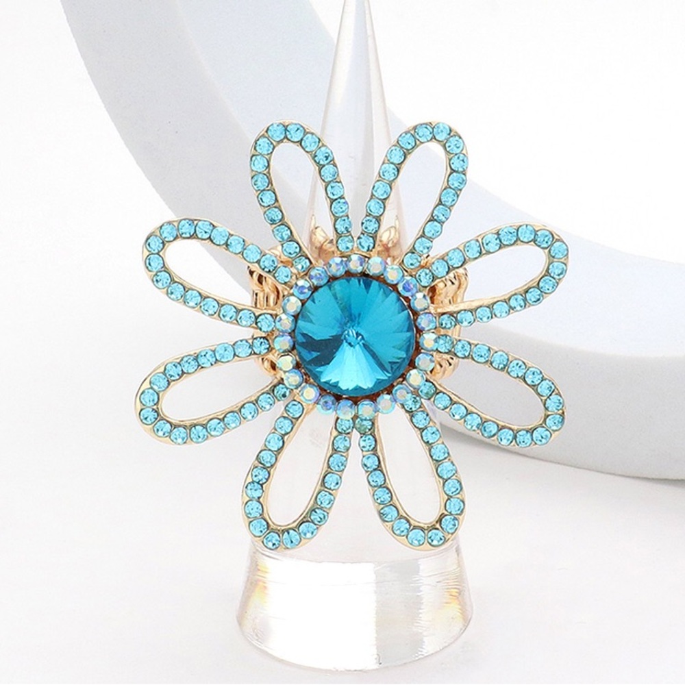 Rhinestone Paved Flower Stretch Ring